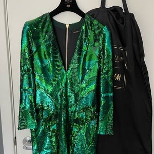 H&M X BALMAIN Green Sequin Dress EU Size 38